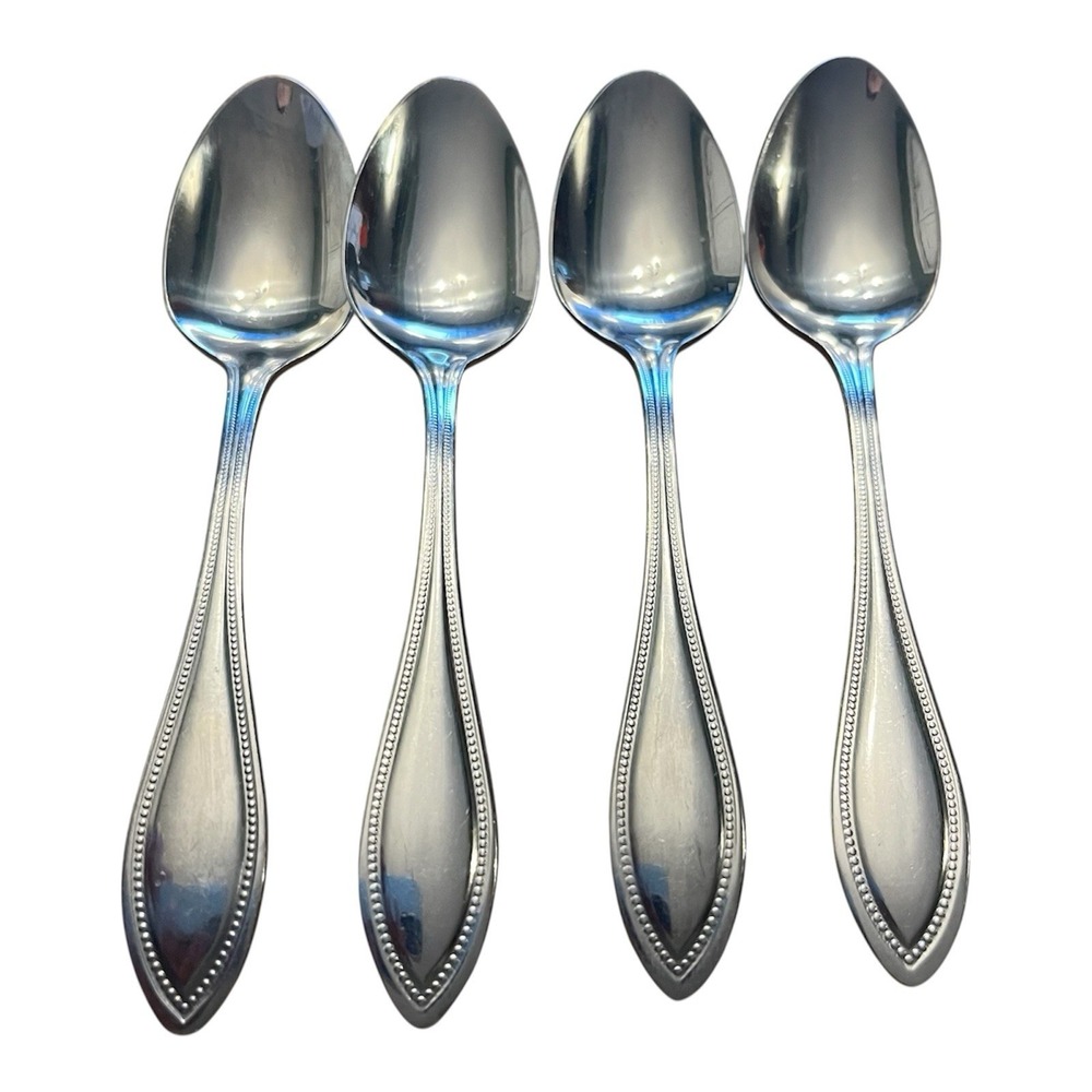 Towle Silver TUSCAN BEAD (4) Teaspoons‎ Stainless Flatware 6 3/8" China Glossy